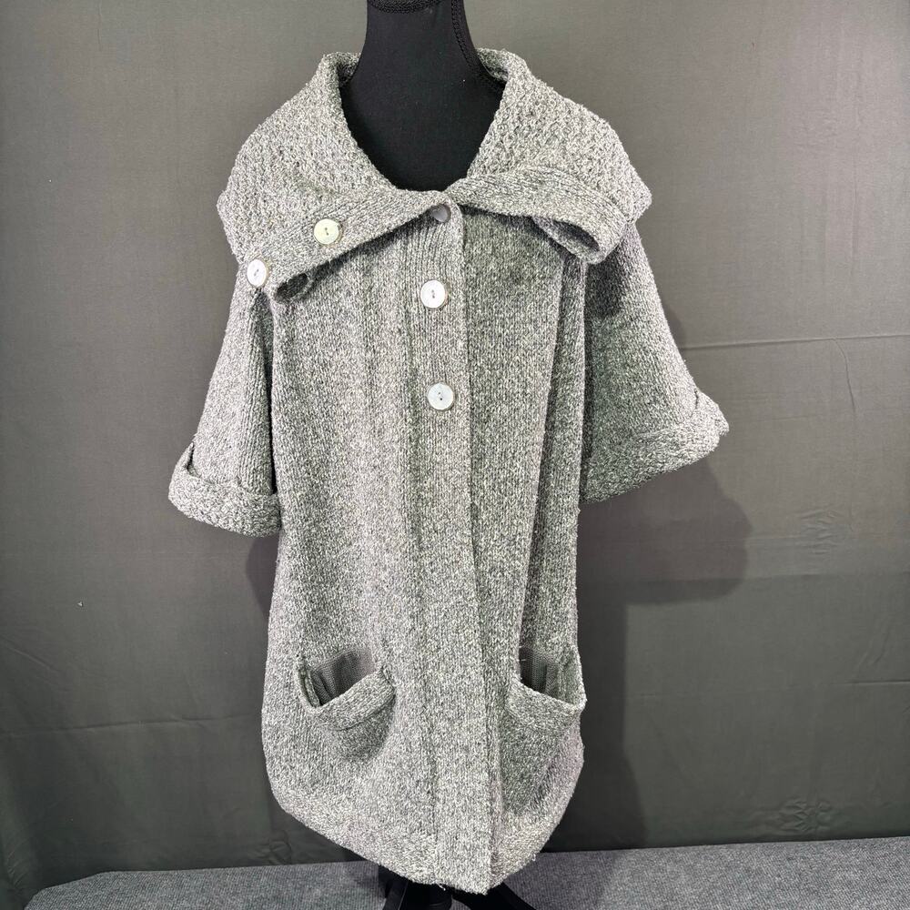 Deane & White Sweater Women’s 1X Knit Turtleneck Button Up Cottagecore Cozy Gray